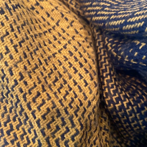 NWOT & Vintage Black & Mustard Warm Wrap with Fringe - Picture 7 of 9